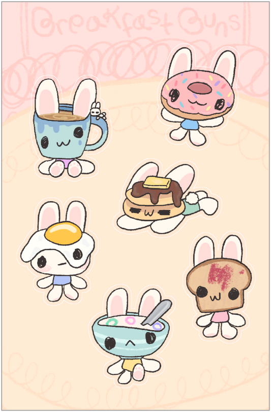 breakfast buns sticker sheet