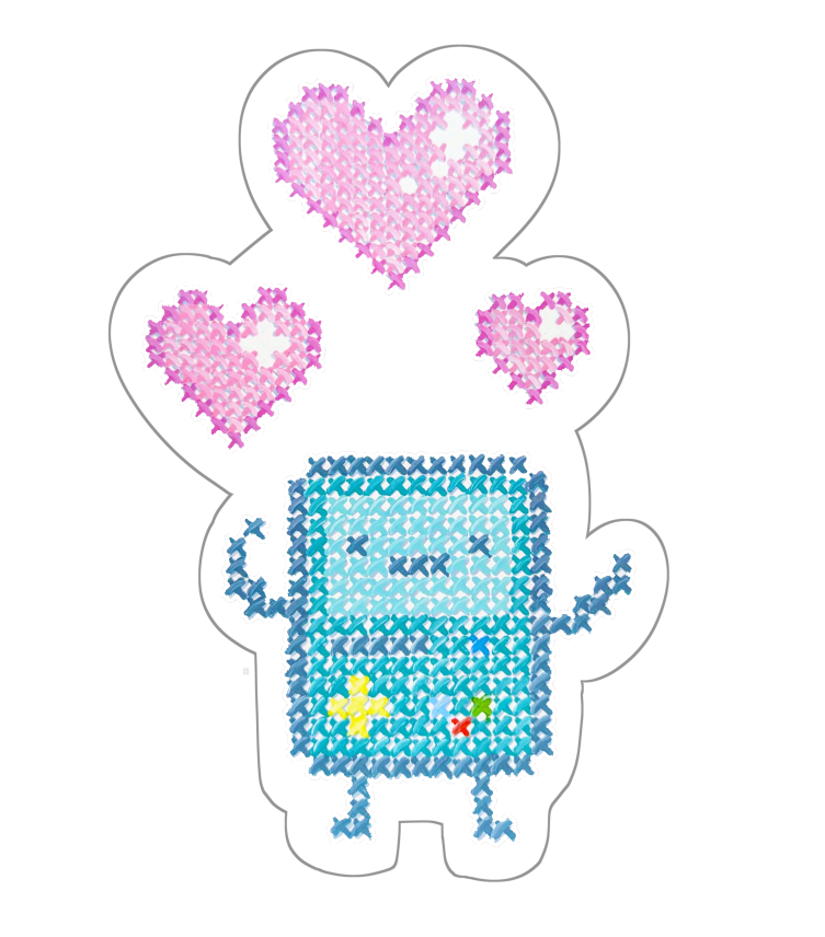 cross-stitch computer buddy sticker