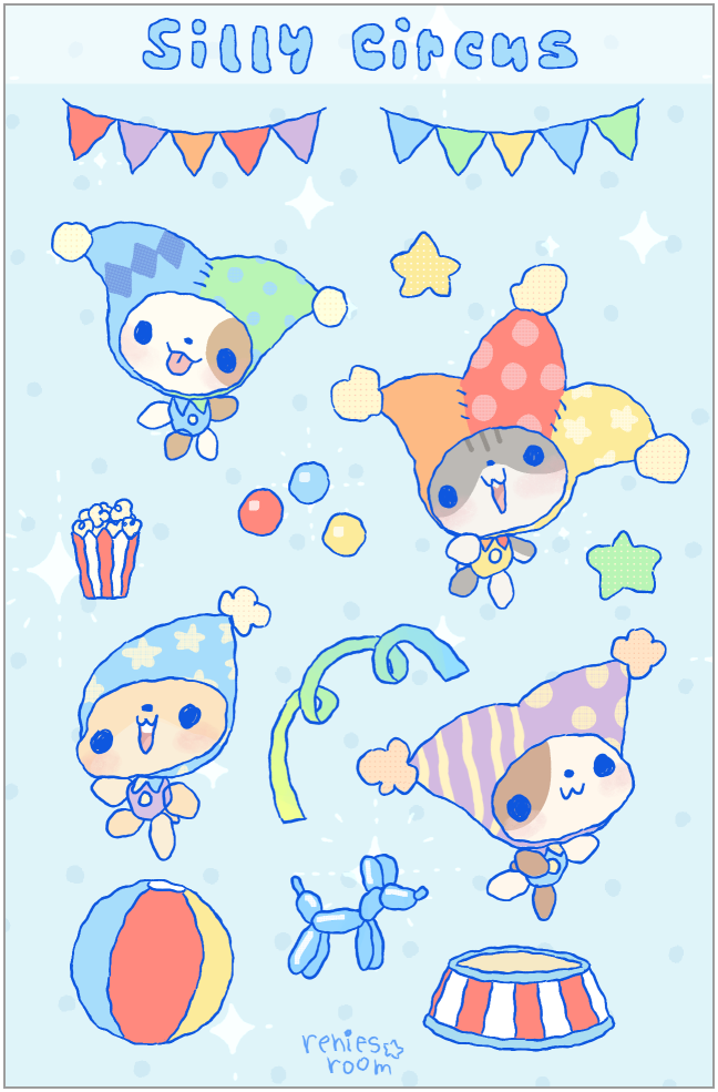 silly circus sticker sheet