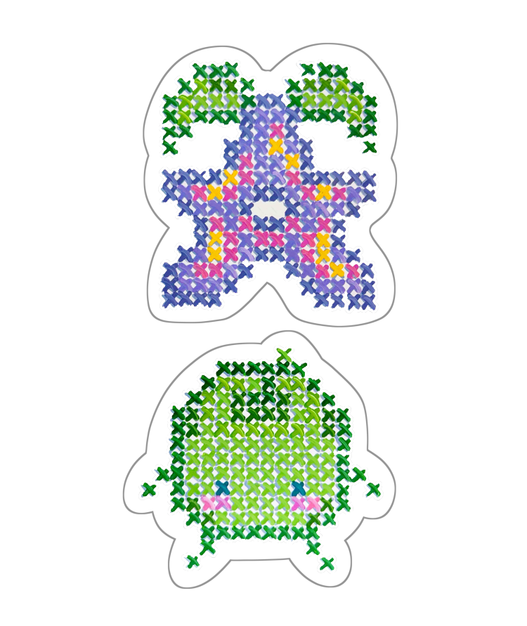 cross-stitch star farm stickers