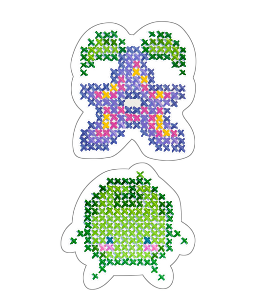 cross-stitch star farm stickers