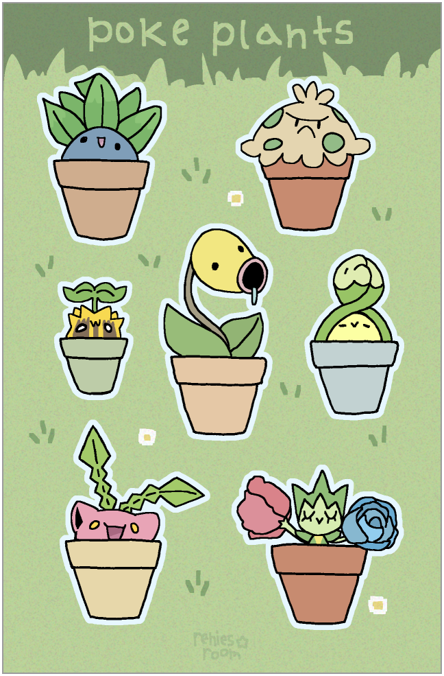 poke plant sticker sheet